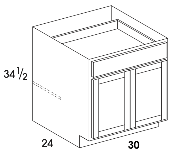 B30 - Berwyn Opal - Base Cabinet - Butt Doors/Single Drawer