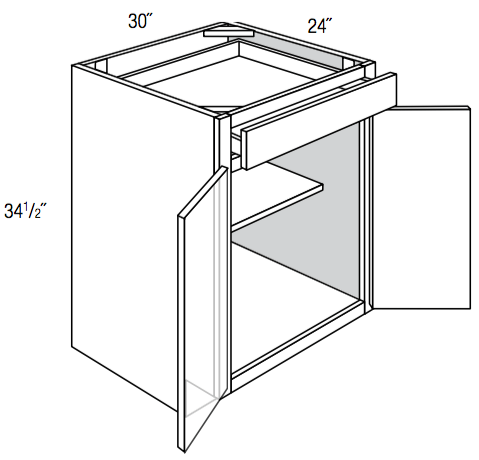 B30B - Amesbury White - Base Cabinet - Butt Doors/Single Drawer