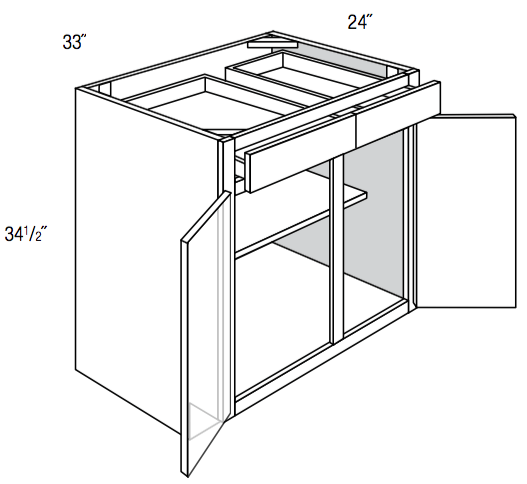 B33 - Norwich Recessed - Base Cabinet - Double Doors/Drawers