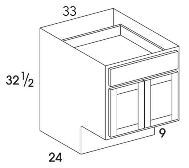 B33ADA - Berwyn Opal - ADA Base Cabinet - Butt Doors/Single Drawer - Special Order