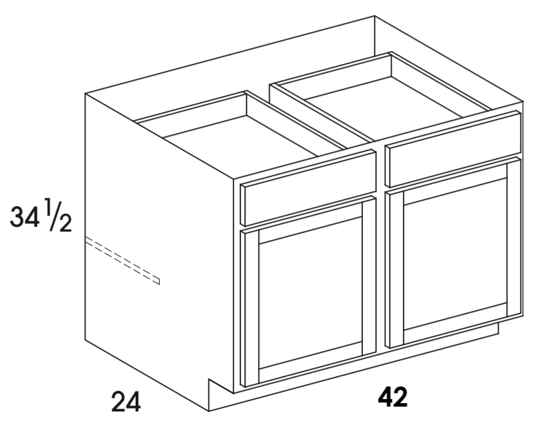 B42 - Berwyn Opal - Base Cabinet - Two Doors/Drawers