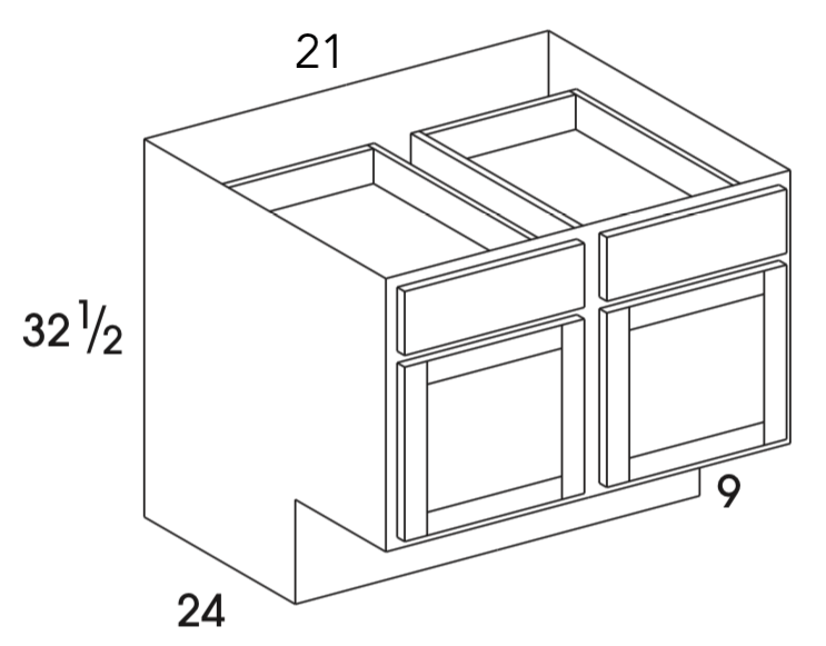 B42ADA - Berwyn Opal - ADA Base Cabinet - Two Doors/Drawers - Special Order