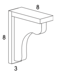 BARBRACKET - Berwyn Opal - Bar Bracket - 8" high x 8" deep