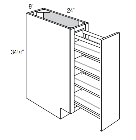 BF09PO - Amesbury Mist - Base 1 Door w/Pullout - Full Height Door