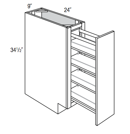 BF09PO - Dover White - Base Cabinet - Single Full Height Door w/Pullout