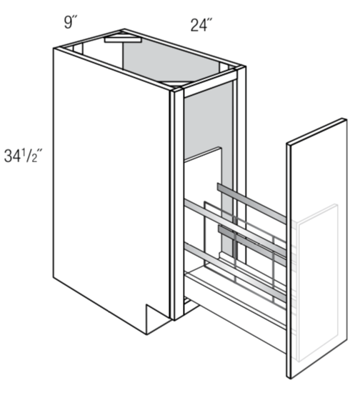 1 door base cabinet with FULL HEIGHT TRAY DIVIDERS