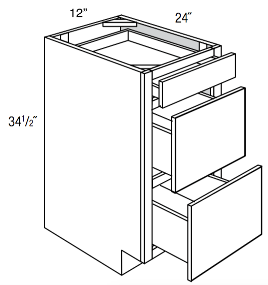 DB12 - Essex Lunar - 3 Drawer Base Cabinet