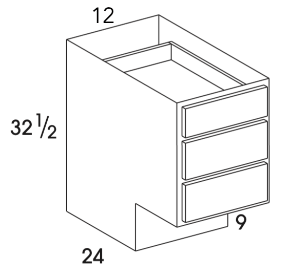 DB12ADA - Dartmouth White - ADA 3 Drawer Base Cabinet - Special Order