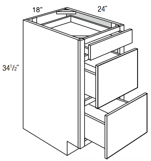 DB18 - Amesbury Mist - 3 Drawer Base Cabinet