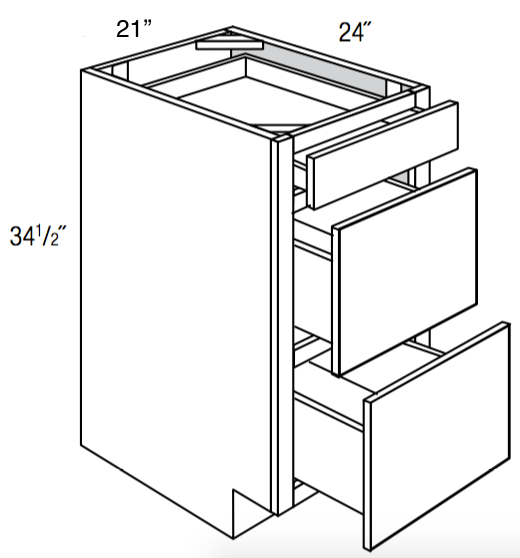 DB21 - Dover Lunar - 3 Drawer Base Cabinet