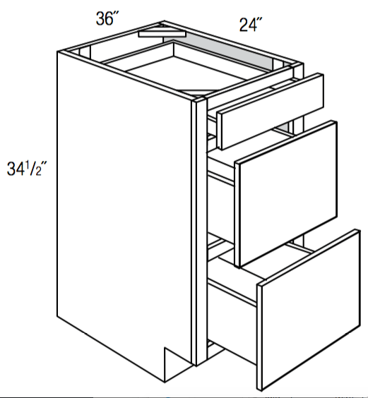 DB36 - Dover Lunar - 3 Drawer Base Cabinet