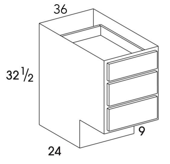 DB36ADA - Dartmouth White - ADA 3 Drawer Base Cabinet - Special Order