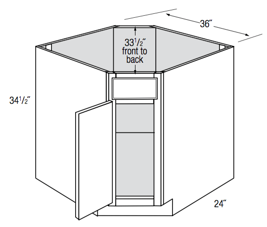 DSB36  - Dover Lunar - Diagonal Sink Base - Single Door