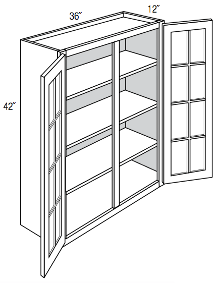 GW3642 - Essex White - Wall Cabinet - Double Glass Doors (NO MULLIONS)