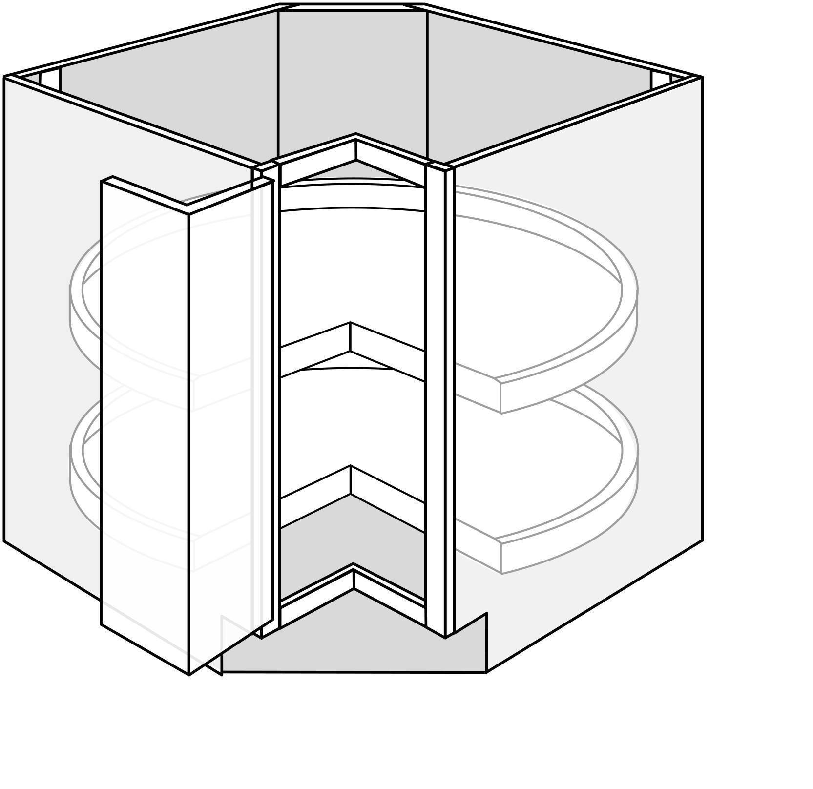 LS33 - Amesbury White - 33" Lazy Susan - Bi-Fold Doors