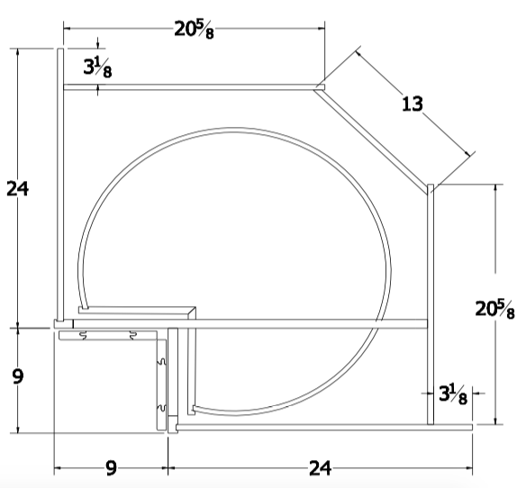 LS33 - Dover White - Base Cabinet - 33" Lazy Susan - Bi-Fold Doors