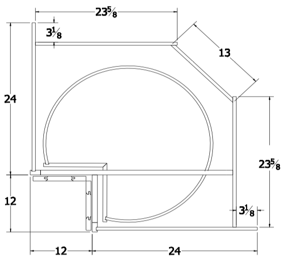 LS36 - Amesbury White - 36" Lazy Susan - Bi-Fold Doors