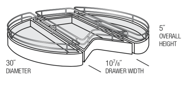 LS36DR-BOTH - Upton Brown - 36" Base Lazy Susan w/Turntable Drawers (Top and Bottom)