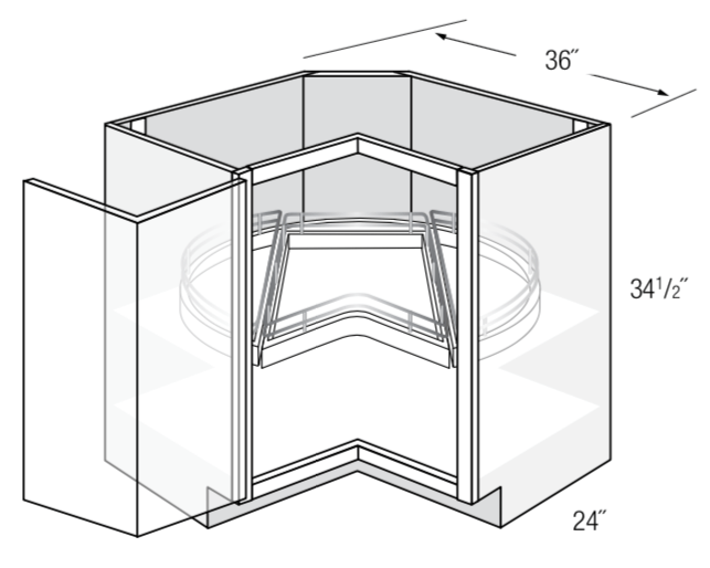 LS36DR-TOP - Essex Castle - 36" Base Lazy Susan w/Turntable Drawer (Top)