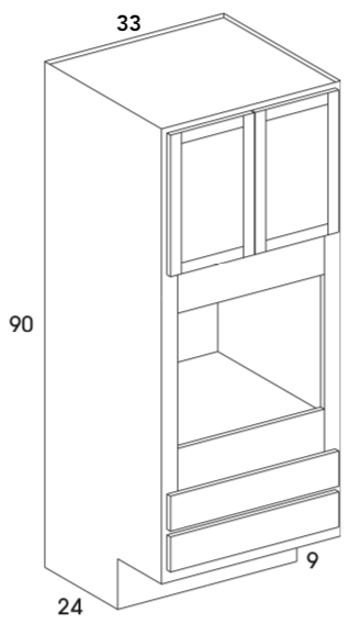 OC339024ADA - Dartmouth White - ADA Double Oven Cabinet - Partial Overlay Doors/Drawers - Special Order