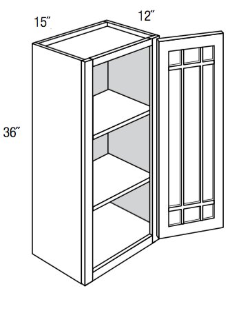 PGW1536  - Norwich Slab - Wall Cabinet - Prairie Mullion Single Glass Door