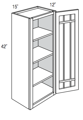 PGW1542 - Norwich Slab - Wall Cabinet - Prairie Mullion Single Glass Door