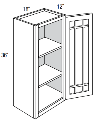 PGW1836  - Norwich Slab - Wall Cabinet - Prairie Mullion Single Glass Door