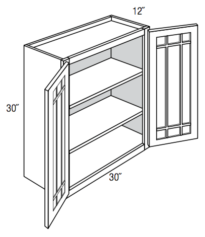 PGW3030B - Trenton Recessed - Wall Cabinet - Prairie Mullion Butt Glass Doors