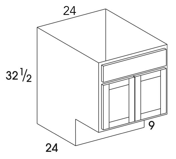 SB24DDADA - Dartmouth White - ADA Sink Base Cabinet - Butt Doors - Special Order