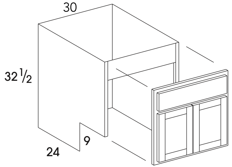 SB30REMADA - Berwyn Opal - ADA Removable Front Sink Base - Butt Doors - Special Order