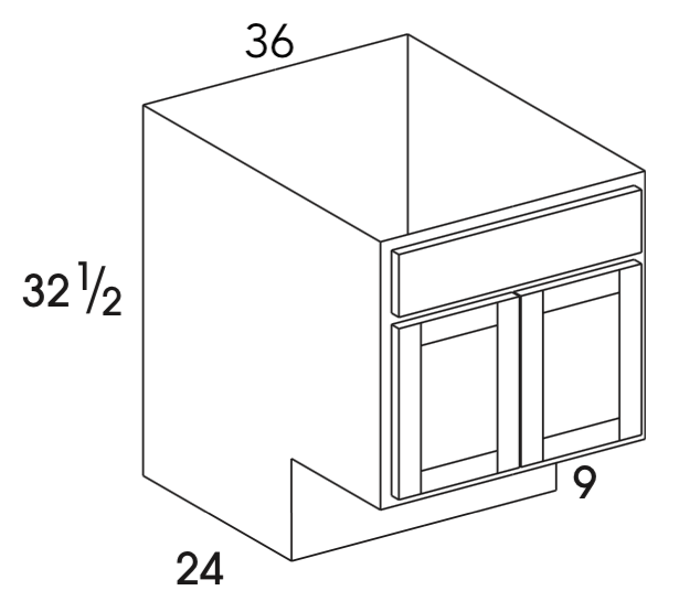 SB36ADA - Dartmouth White - ADA Sink Base Cabinet - Butt Doors - Special Order