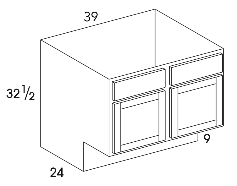 SB39ADA - Dartmouth White - ADA Sink Base Cabinet - Double Doors - Special Order