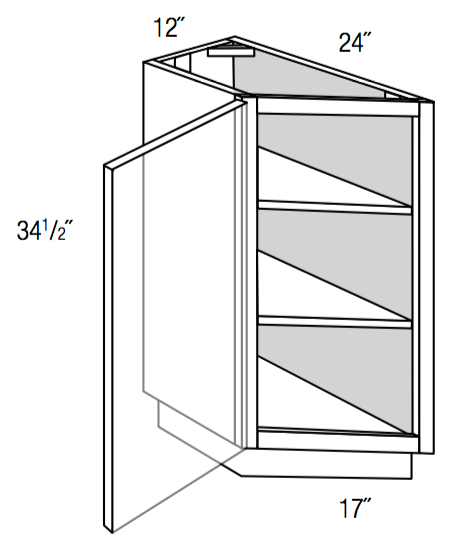 TB12L - Dover White - Transition Base Cabinet - Single Door Hinged Left