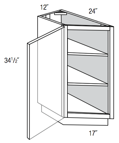 TB12L - Yarmouth Raised - Transition Base Cabinet - Single Door Hinged Left