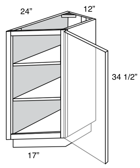 TB12R - Essex Lunar - Transition Base Cabinet - Single Door Hinged Right