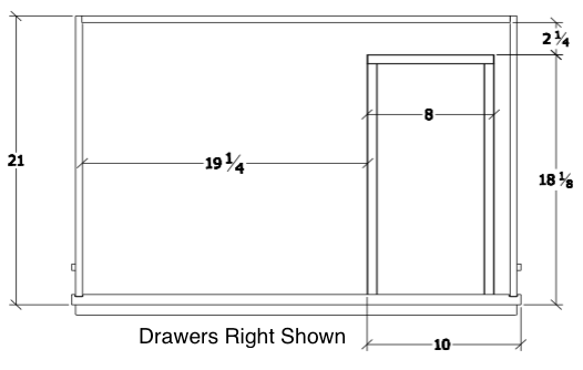 V3021D-R - Dover Castle - Vanity Base 1 Door, 2 Drawers - Drawers on Right