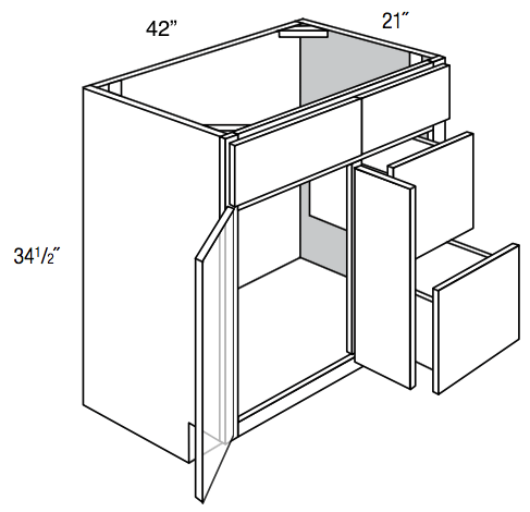 V4221D-R - Amesbury Mist - Vanity Base 2 Door, 2 Drawers - Drawers on Right