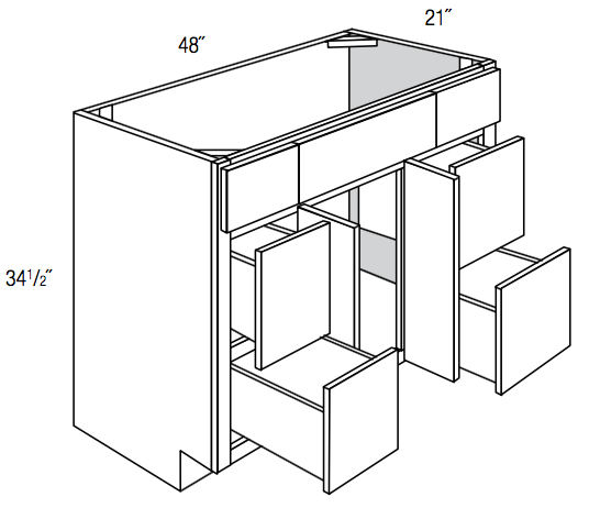 V4821D - Amesbury Mist - Vanity Base 2 Door, 4 Drawer