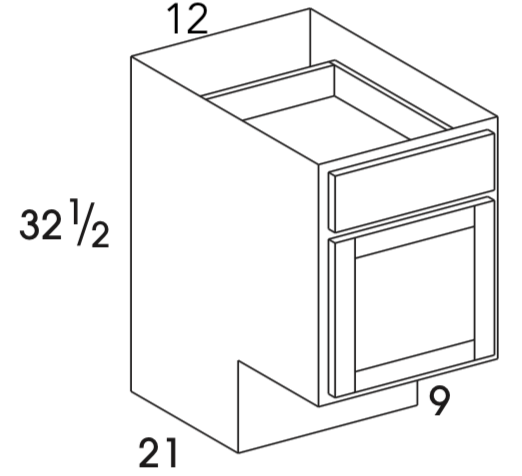 VB12ADA - Dartmouth Brownstone - ADA Vanity Base Cabinet - Single Door/Drawer - Special Order