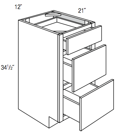 VDB1221 - Amesbury Mist - 3 Drawer Vanity Base