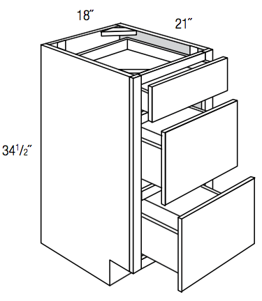 VDB1821 - Amesbury Mist - 3 Drawer Vanity Base