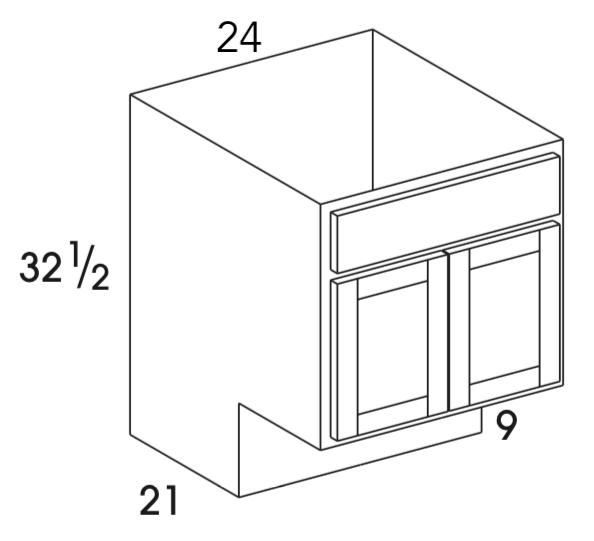 VSB24DDADA - Dartmouth Brownstone - ADA Vanity Sink Base - Butt Doors - Special Order