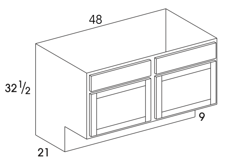 VSB48ADA - Dartmouth Brownstone - ADA Vanity Sink Base - Butt Doors - Special Order