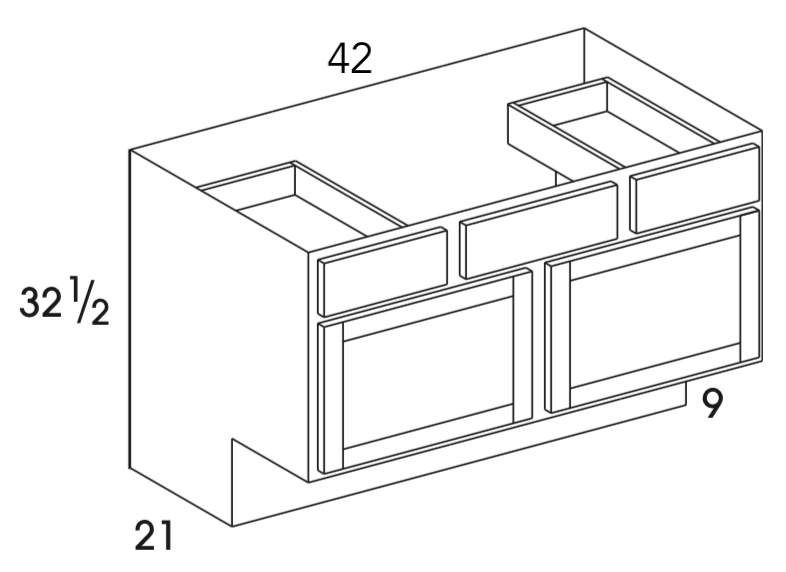 VSDB42ADA - Dartmouth Brownstone - ADA Vanity Sink/Drawer Combo - Two Doors/Drawers - Special Order