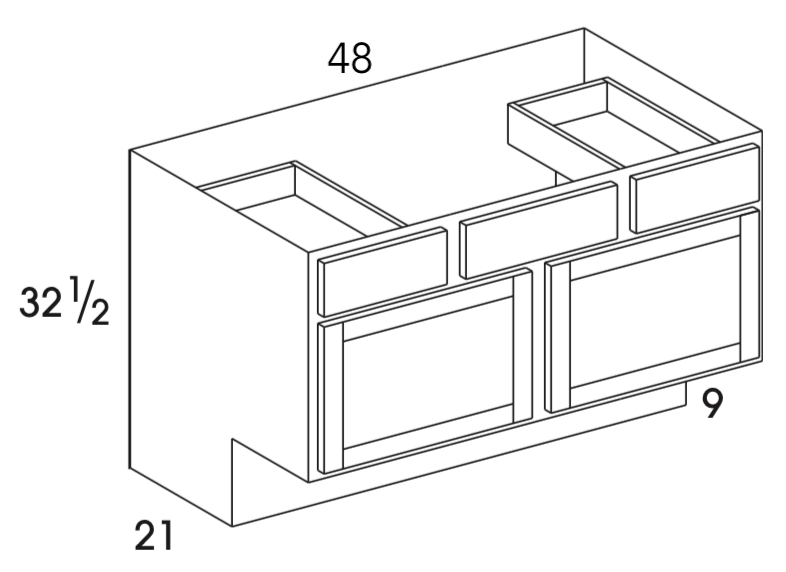 VSDB48ADA - Dartmouth Brownstone - ADA Vanity Sink/Drawer Combo - Two Doors/Drawers - Special Order