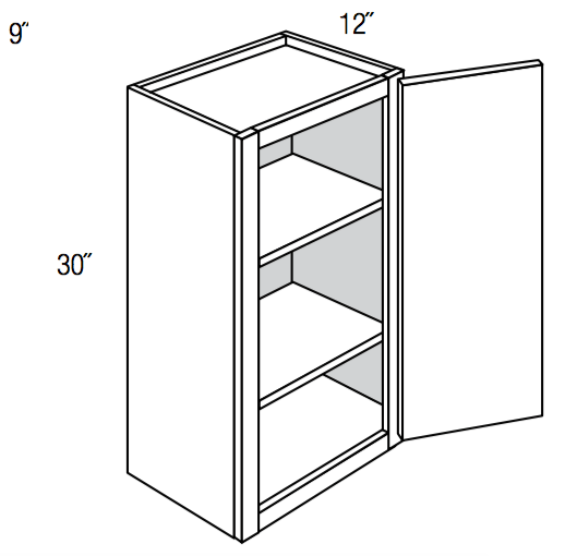 W0930 - Dover White - Wall Cabinet - Single Door