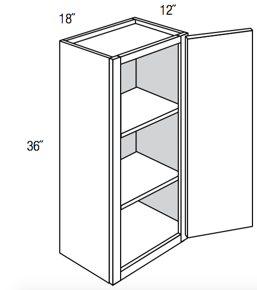 W1836 - Amesbury White - Wall Cabinet - Single Door