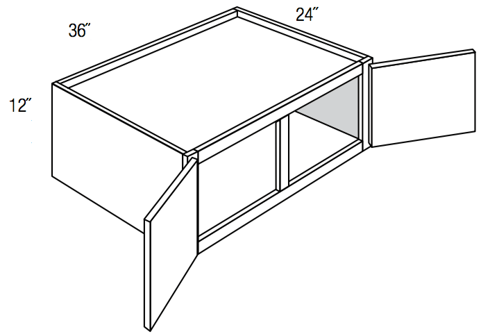 W361224 - Yarmouth Slab - Refrigerator Wall Cabinet - 12" High x 24" Deep - Double Doors