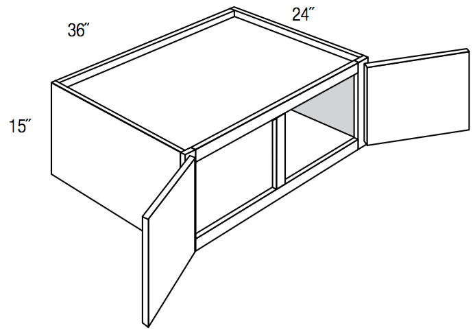 W361524 - Yarmouth Slab - Refigerator Wall Cabinet - 15" High x 24" Deep - Double Doors