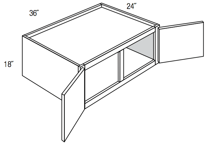 W361824 - Trenton Recessed - Refrigerator Wall Cabinet - 18" High x 24" Deep - Double Doors